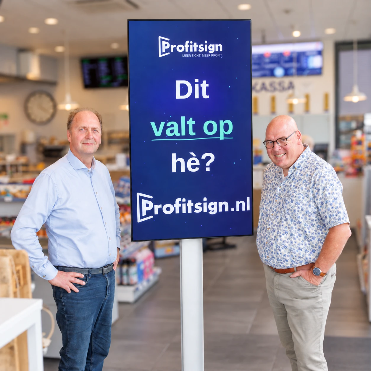 Profitsign scherm voorbeeld in een bedrijfspand